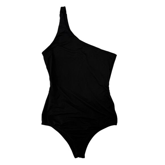 Showpo 1 Shoulder Black Bodysuit US size 2 Sexy Stretch Slimming - Picture 1 of 8